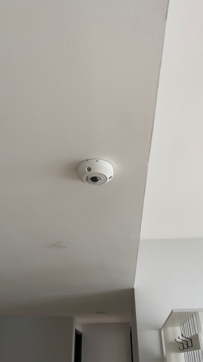 Ceiling mounted CCTV camera installation