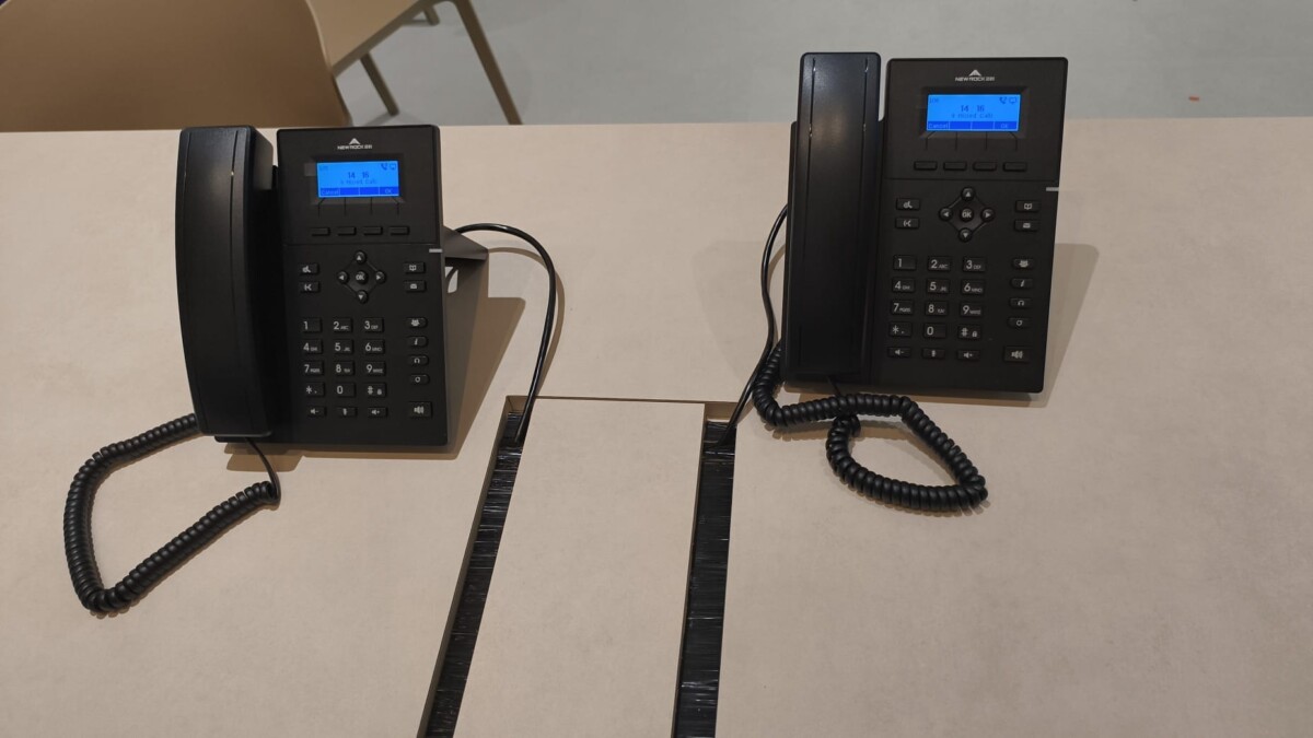 Office phones connected to a PABX telephone system